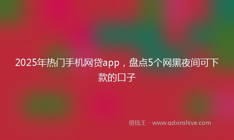 2025年热门手机网贷app，盘点5个网黑夜间可下款的口子