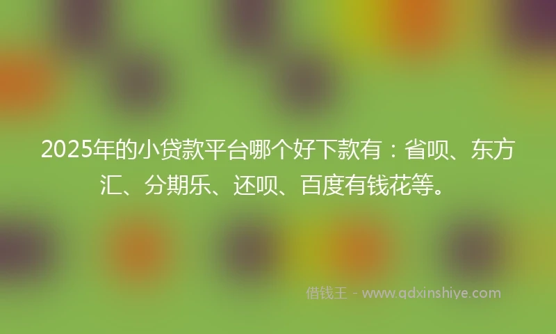 2025年的小贷款平台哪个好下款有：省呗、东方汇、分期乐、还呗、百度有钱花等。