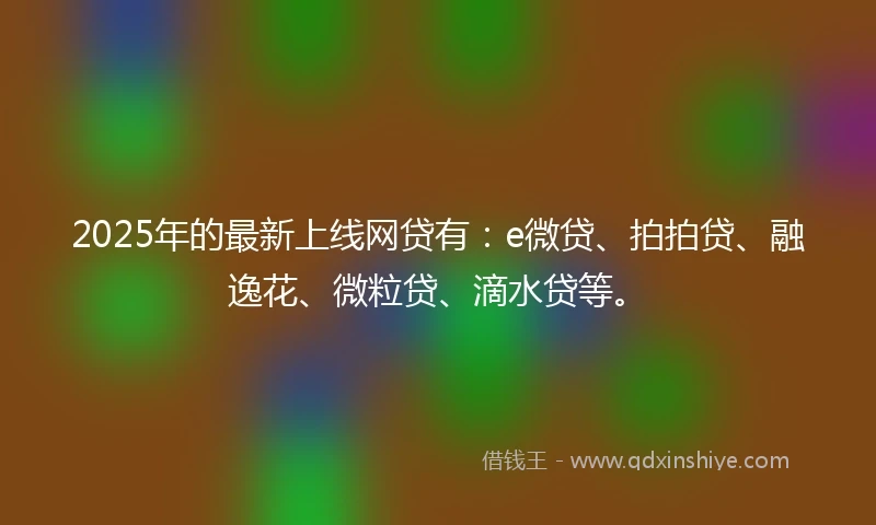 2025年的最新上线网贷有：e微贷、拍拍贷、融逸花、微粒贷、滴水贷等。