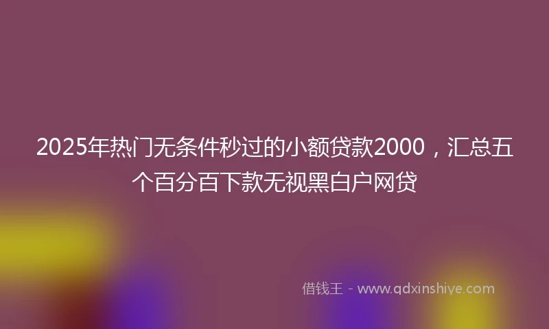 2025年热门无条件秒过的小额贷款2000，汇总五个百分百下款无视黑白户网贷