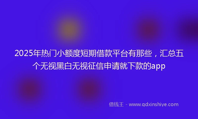 2025年热门小额度短期借款平台有那些，汇总五个无视黑白无视征信申请就下款的app