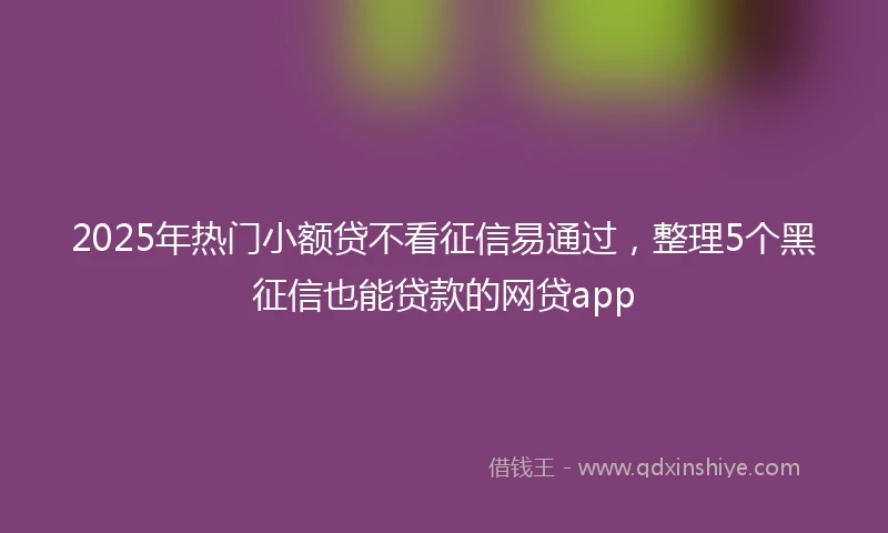 2025年热门小额贷不看征信易通过，整理5个黑征信也能贷款的网贷app