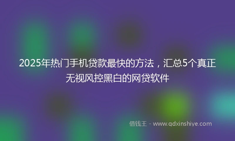 2025年热门手机贷款最快的方法，汇总5个真正无视风控黑白的网贷软件
