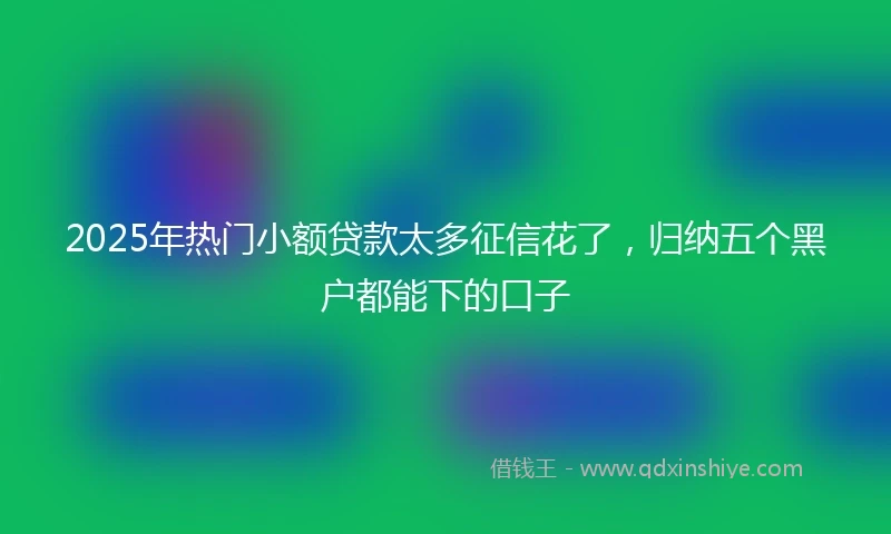2025年热门小额贷款太多征信花了，归纳五个黑户都能下的口子