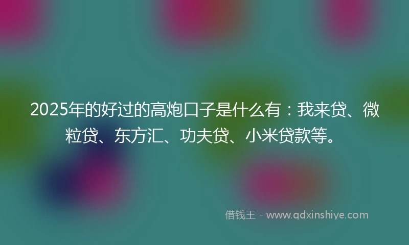 2025年的好过的高炮口子是什么有：我来贷、微粒贷、东方汇、功夫贷、小米贷款等。