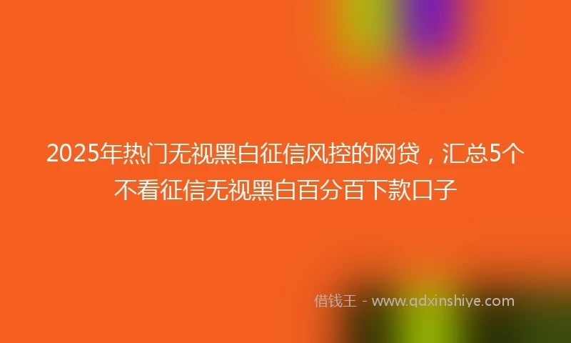 2025年热门无视黑白征信风控的网贷，汇总5个不看征信无视黑白百分百下款口子