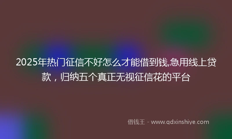 2025年热门征信不好怎么才能借到钱,急用线上贷款，归纳五个真正无视征信花的平台