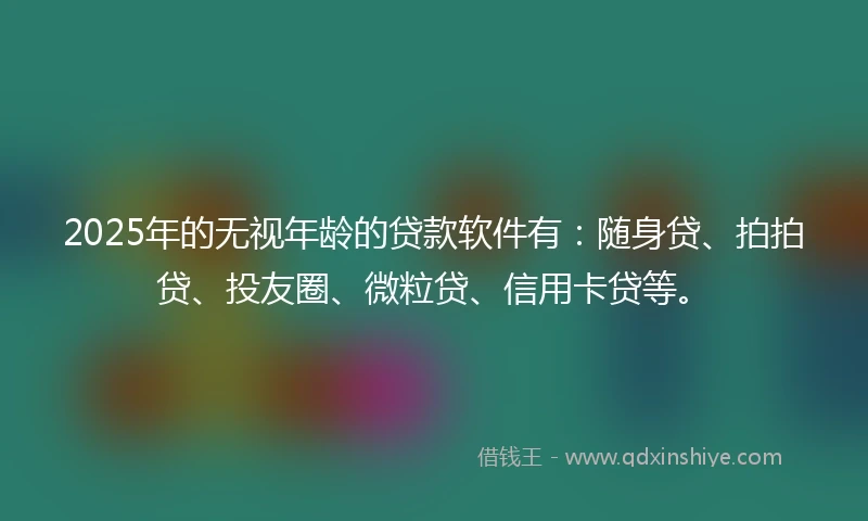 2025年的无视年龄的贷款软件有：随身贷、拍拍贷、投友圈、微粒贷、信用卡贷等。