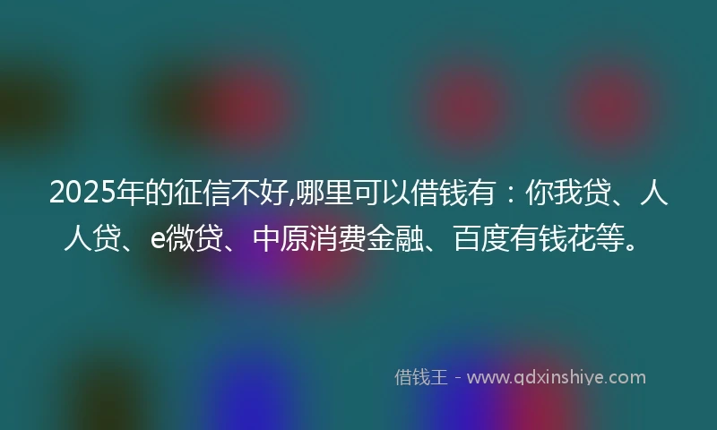 2025年的征信不好,哪里可以借钱有：你我贷、人人贷、e微贷、中原消费金融、百度有钱花等。