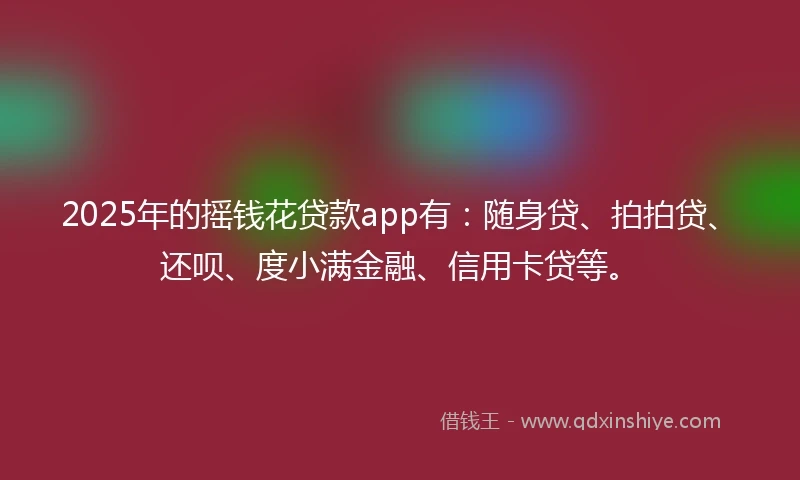 2025年的摇钱花贷款app有：随身贷、拍拍贷、还呗、度小满金融、信用卡贷等。