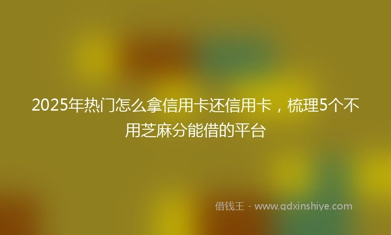 2025年热门怎么拿信用卡还信用卡，梳理5个不用芝麻分能借的平台