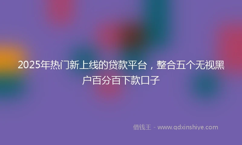 2025年热门新上线的贷款平台，整合五个无视黑户百分百下款口子