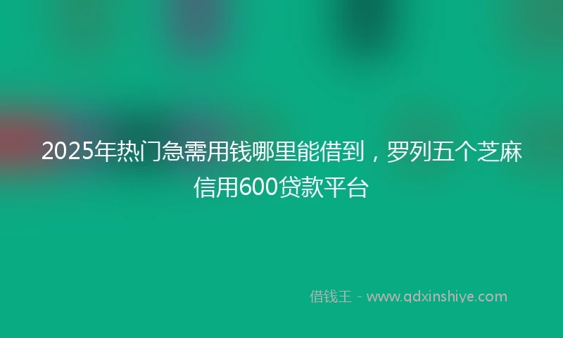 2025年热门急需用钱哪里能借到，罗列五个芝麻信用600贷款平台