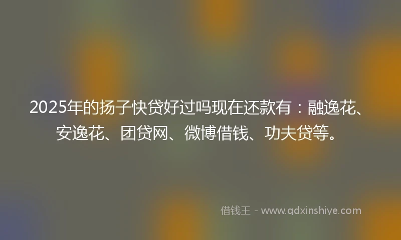 2025年的扬子快贷好过吗现在还款有：融逸花、安逸花、团贷网、微博借钱、功夫贷等。