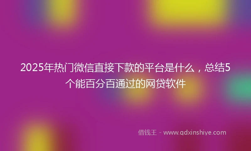 2025年热门微信直接下款的平台是什么，总结5个能百分百通过的网贷软件