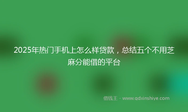 2025年热门手机上怎么样贷款，总结五个不用芝麻分能借的平台