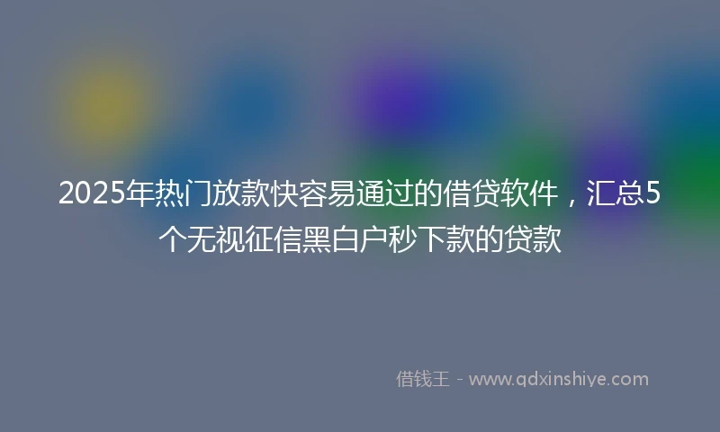 2025年热门放款快容易通过的借贷软件，汇总5个无视征信黑白户秒下款的贷款