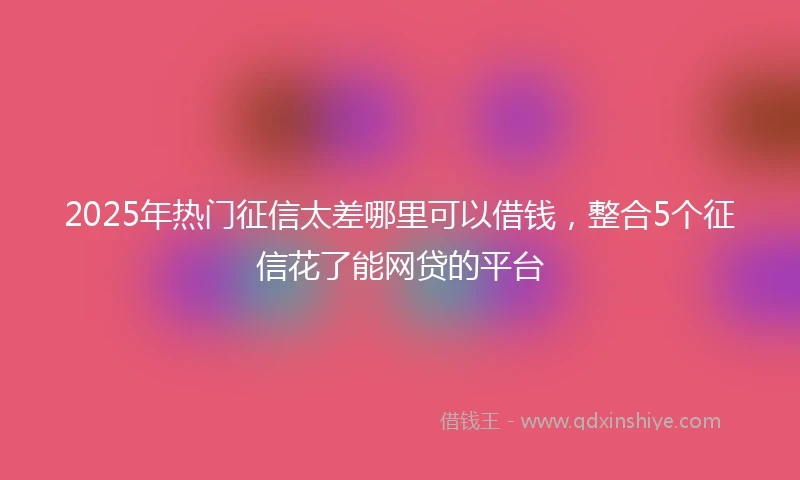 2025年热门征信太差哪里可以借钱，整合5个征信花了能网贷的平台