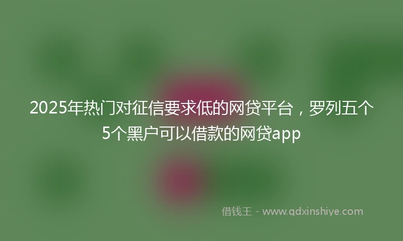 2025年热门对征信要求低的网贷平台,罗列五个5个黑户可以借款的网贷app