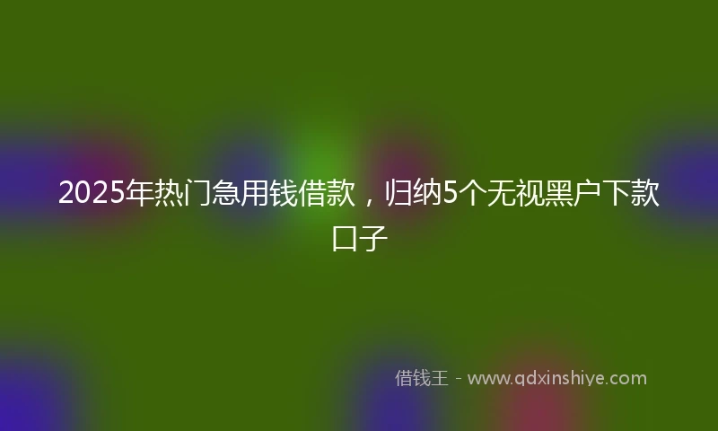 2025年热门急用钱借款，归纳5个无视黑户下款口子