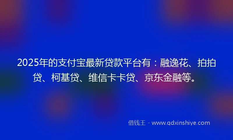 2025年的支付宝最新贷款平台有：融逸花、拍拍贷、柯基贷、维信卡卡贷、京东金融等。