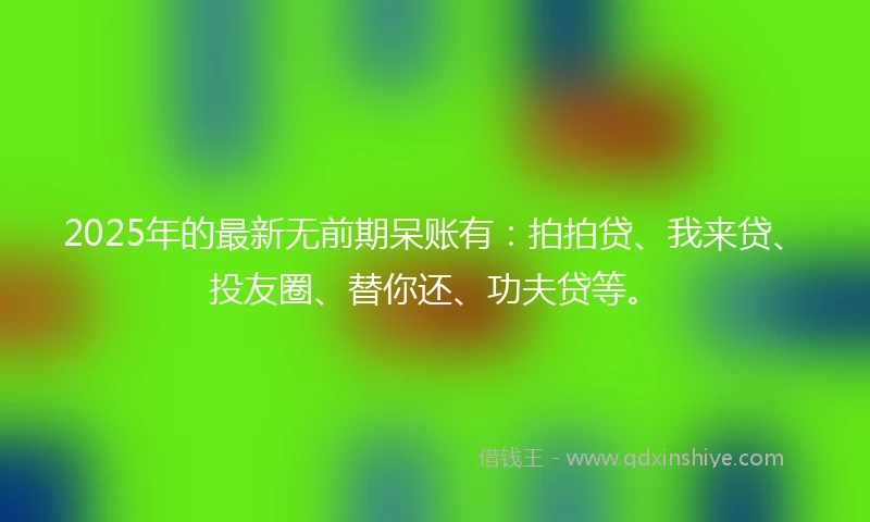 2025年的最新无前期呆账有：拍拍贷、我来贷、投友圈、替你还、功夫贷等。