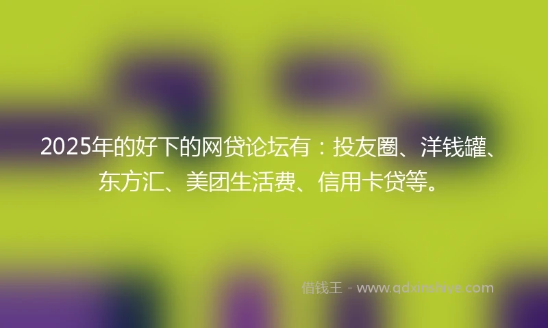 2025年的好下的网贷论坛有：投友圈、洋钱罐、东方汇、美团生活费、信用卡贷等。