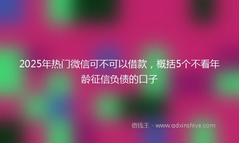 2025年热门微信可不可以借款，概括5个不看年龄征信负债的口子