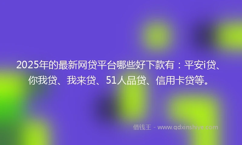 2025年的最新网贷平台哪些好下款有：平安i贷、你我贷、我来贷、51人品贷、信用卡贷等。