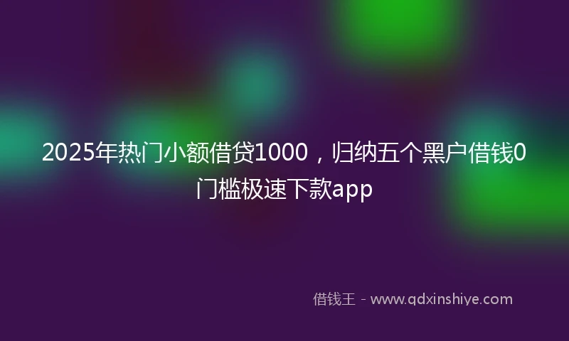 2025年热门小额借贷1000，归纳五个黑户借钱0门槛极速下款app