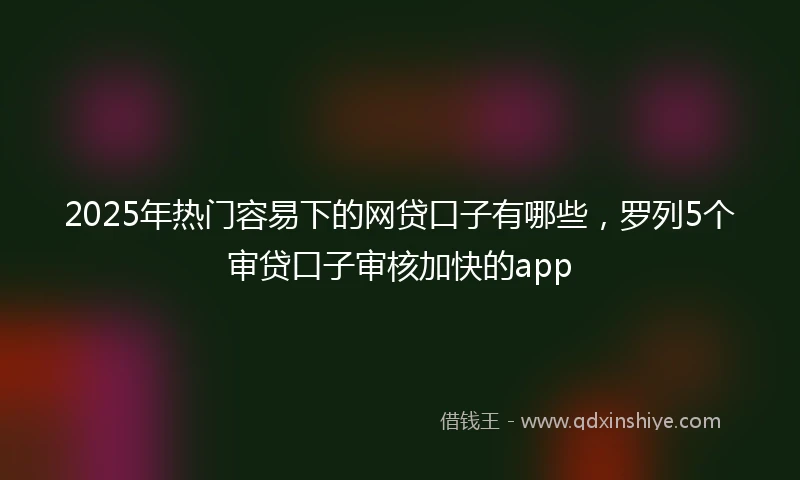 2025年热门容易下的网贷口子有哪些，罗列5个审贷口子审核加快的app