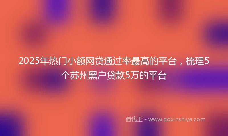 2025年热门小额网贷通过率最高的平台，梳理5个苏州黑户贷款5万的平台