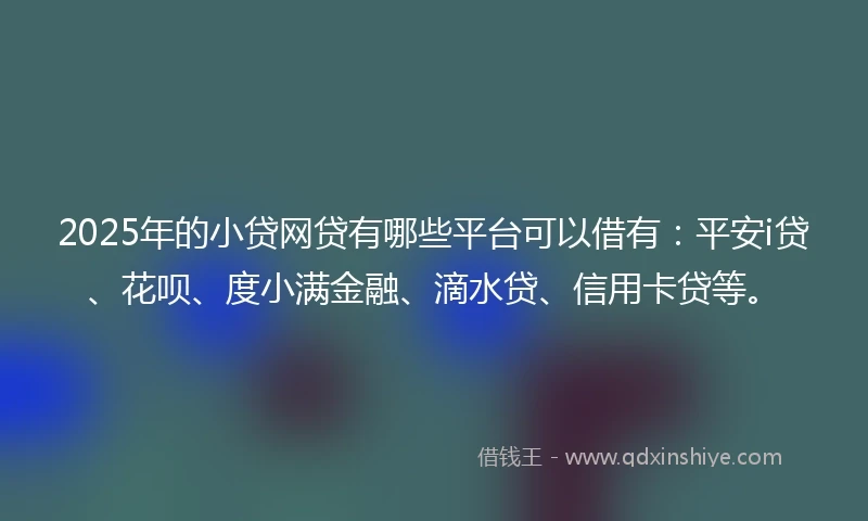 2025年的小贷网贷有哪些平台可以借有：平安i贷、花呗、度小满金融、滴水贷、信用卡贷等。