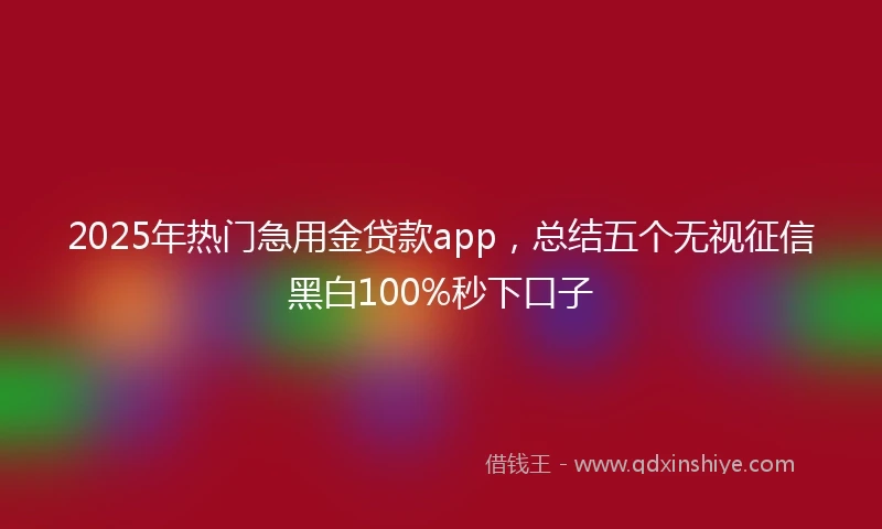 2025年热门急用金贷款app，总结五个无视征信黑白100%秒下口子