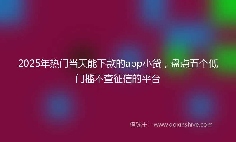 2025年热门当天能下款的app小贷，盘点五个低门槛不查征信的平台