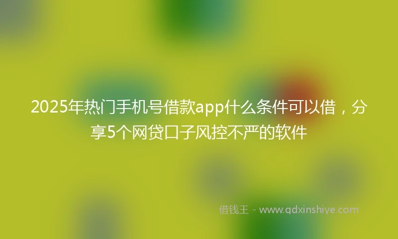 2025年热门手机号借款app什么条件可以借，分享5个网贷口子风控不严的软件