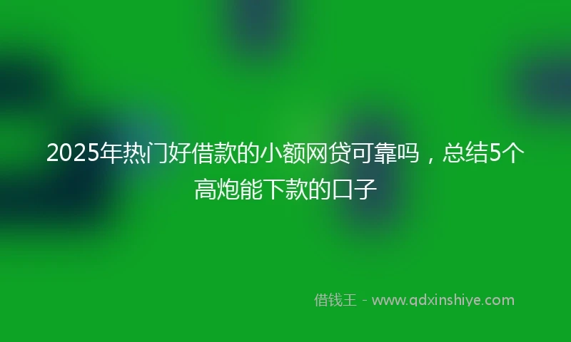 2025年热门好借款的小额网贷可靠吗，总结5个高炮能下款的口子