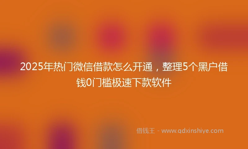 2025年热门微信借款怎么开通，整理5个黑户借钱0门槛极速下款软件