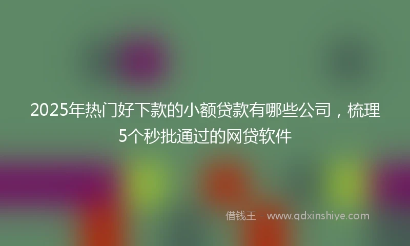 2025年热门好下款的小额贷款有哪些公司，梳理5个秒批通过的网贷软件