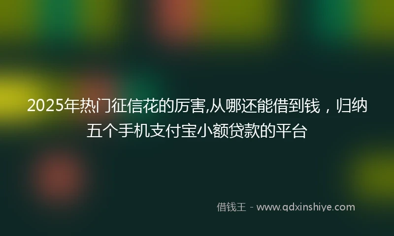 2025年热门征信花的厉害,从哪还能借到钱，归纳五个手机支付宝小额贷款的平台