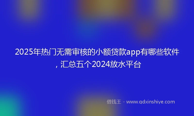 2025年热门无需审核的小额贷款app有哪些软件，汇总五个2024放水平台