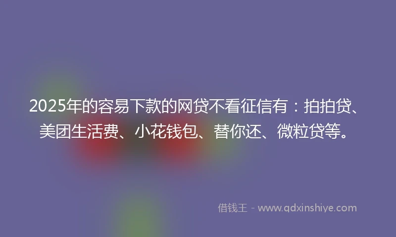 2025年的容易下款的网贷不看征信有:拍拍贷、美团生活费、小花钱包、替你还、微粒贷等。
