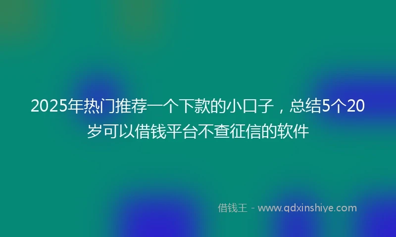 2025年热门推荐一个下款的小口子，总结5个20岁可以借钱平台不查征信的软件