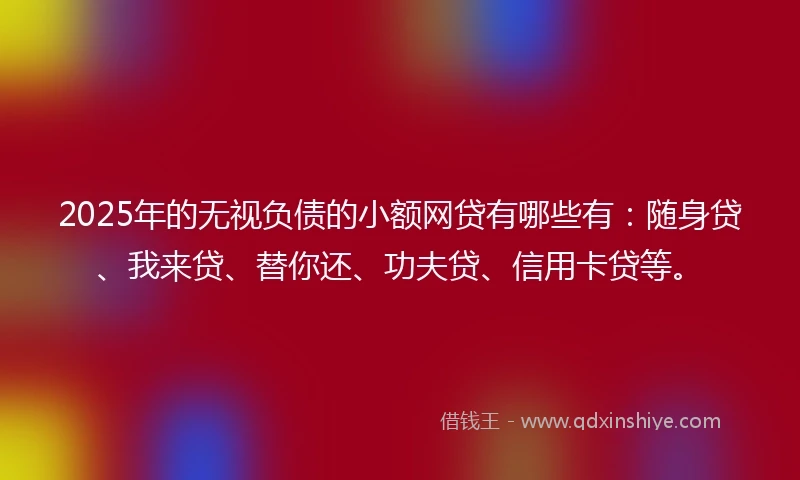2025年的无视负债的小额网贷有哪些有：随身贷、我来贷、替你还、功夫贷、信用卡贷等。