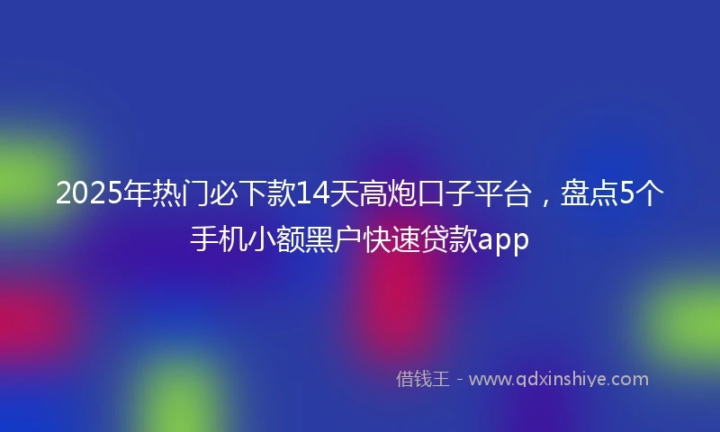 2025年热门必下款14天高炮口子平台，盘点5个手机小额黑户快速贷款app