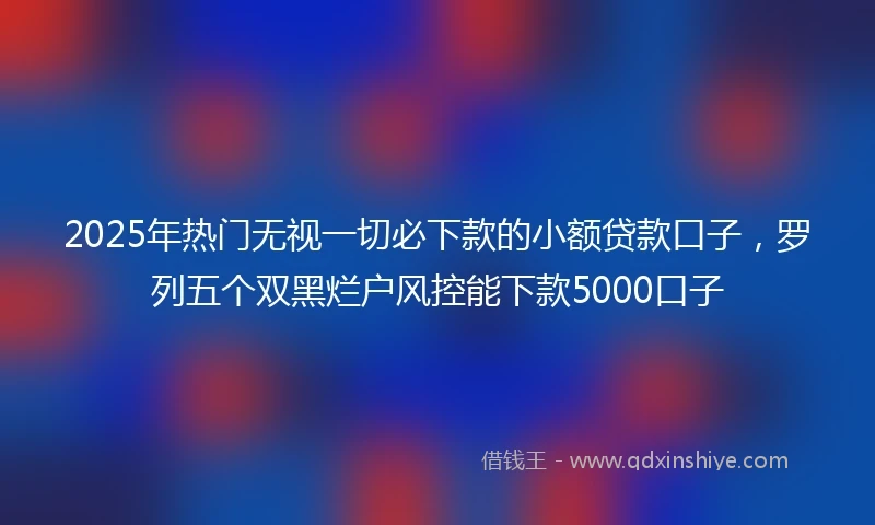 2025年热门无视一切必下款的小额贷款口子，罗列五个双黑烂户风控能下款5000口子