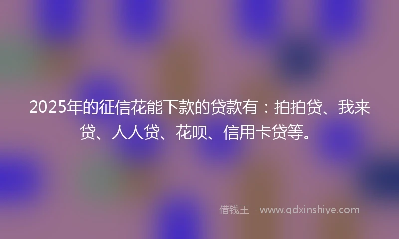 2025年的征信花能下款的贷款有：拍拍贷、我来贷、人人贷、花呗、信用卡贷等。