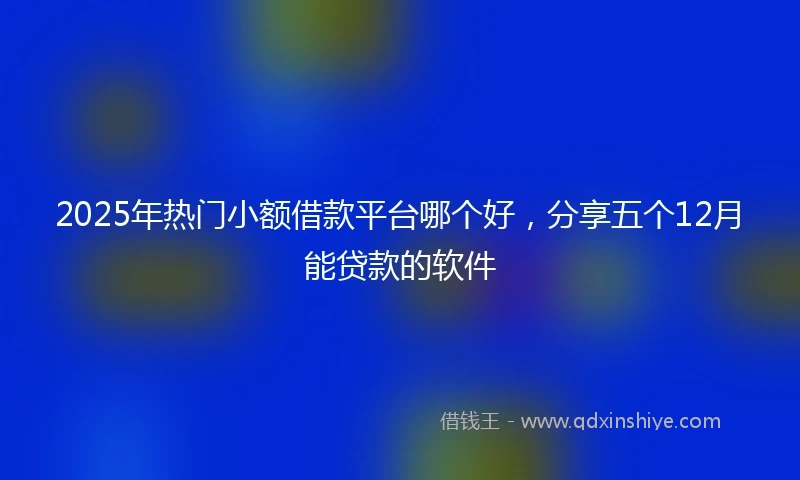 2025年热门小额借款平台哪个好，分享五个12月能贷款的软件
