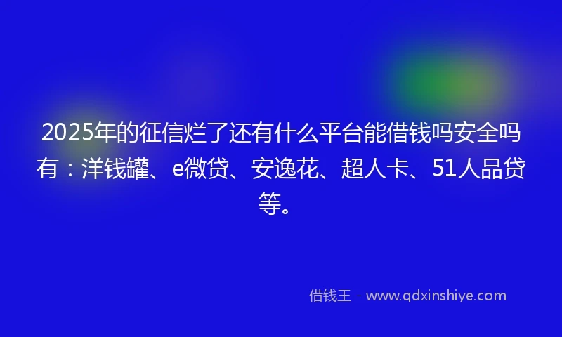 2025年的征信烂了还有什么平台能借钱吗安全吗有：洋钱罐、e微贷、安逸花、超人卡、51人品贷等。