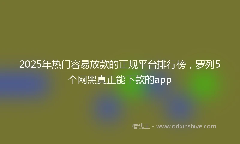 2025年热门容易放款的正规平台排行榜，罗列5个网黑真正能下款的app